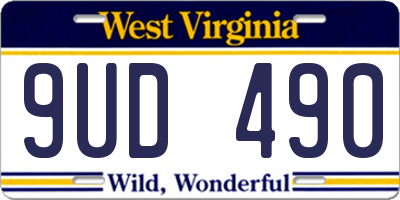 WV license plate 9UD490