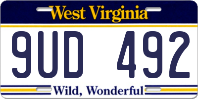 WV license plate 9UD492