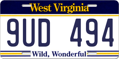WV license plate 9UD494