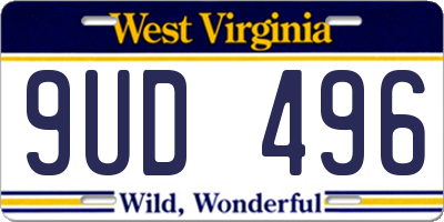 WV license plate 9UD496