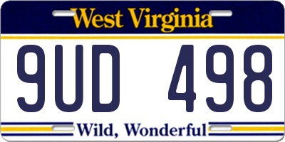 WV license plate 9UD498
