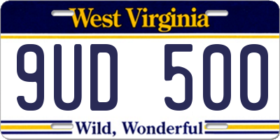 WV license plate 9UD500