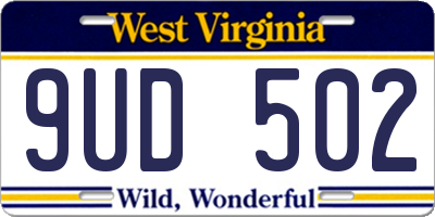 WV license plate 9UD502