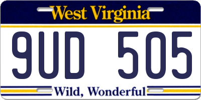 WV license plate 9UD505