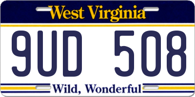 WV license plate 9UD508