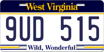 WV license plate 9UD515