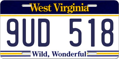 WV license plate 9UD518