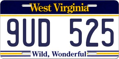 WV license plate 9UD525