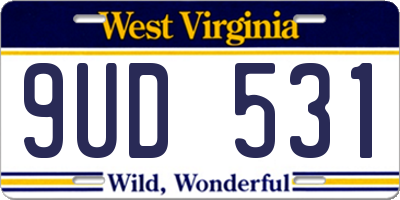 WV license plate 9UD531