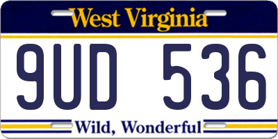 WV license plate 9UD536