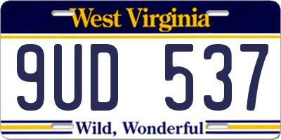 WV license plate 9UD537