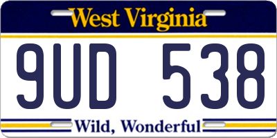 WV license plate 9UD538