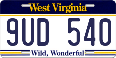 WV license plate 9UD540