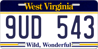 WV license plate 9UD543