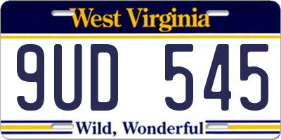 WV license plate 9UD545