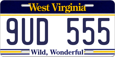WV license plate 9UD555