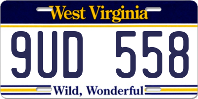 WV license plate 9UD558