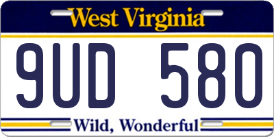 WV license plate 9UD580