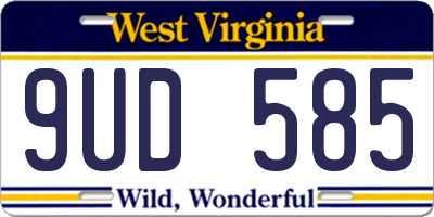 WV license plate 9UD585