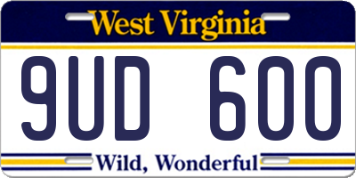WV license plate 9UD600