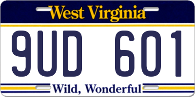 WV license plate 9UD601