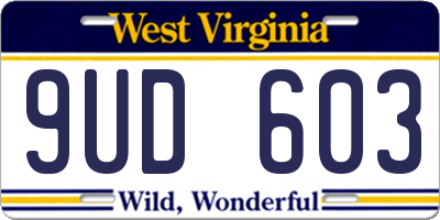 WV license plate 9UD603