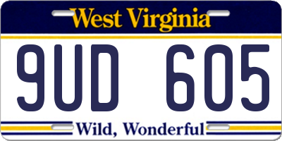 WV license plate 9UD605