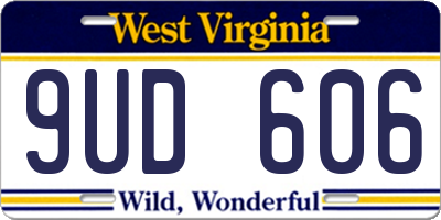 WV license plate 9UD606