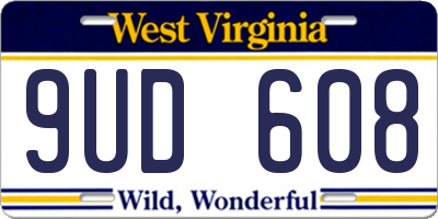 WV license plate 9UD608