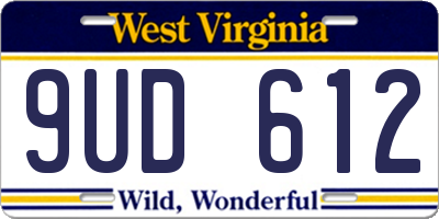 WV license plate 9UD612