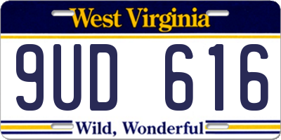 WV license plate 9UD616