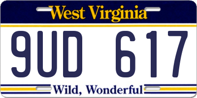 WV license plate 9UD617