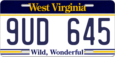 WV license plate 9UD645