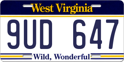 WV license plate 9UD647
