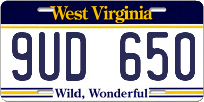 WV license plate 9UD650