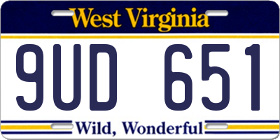 WV license plate 9UD651