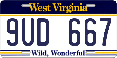WV license plate 9UD667