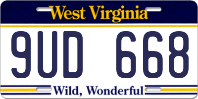 WV license plate 9UD668