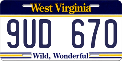 WV license plate 9UD670