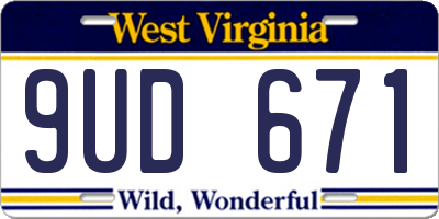 WV license plate 9UD671