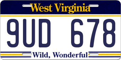 WV license plate 9UD678