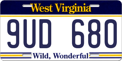 WV license plate 9UD680
