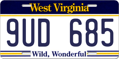 WV license plate 9UD685