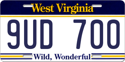 WV license plate 9UD700