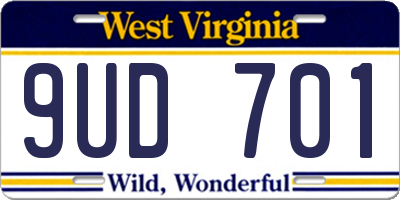 WV license plate 9UD701