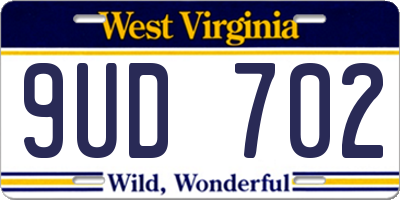 WV license plate 9UD702