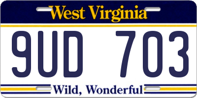 WV license plate 9UD703