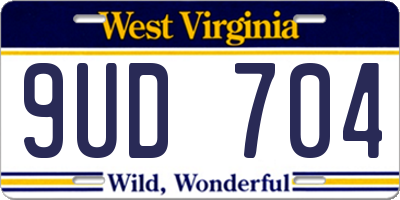 WV license plate 9UD704