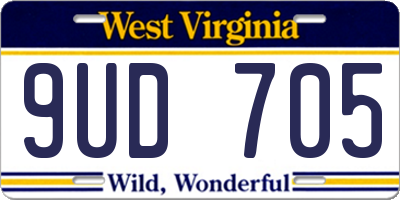 WV license plate 9UD705