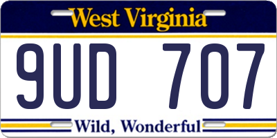 WV license plate 9UD707